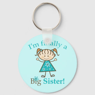 Ik ben eindelijk een Big Sister Stick Figuur Girl Sleutelhanger