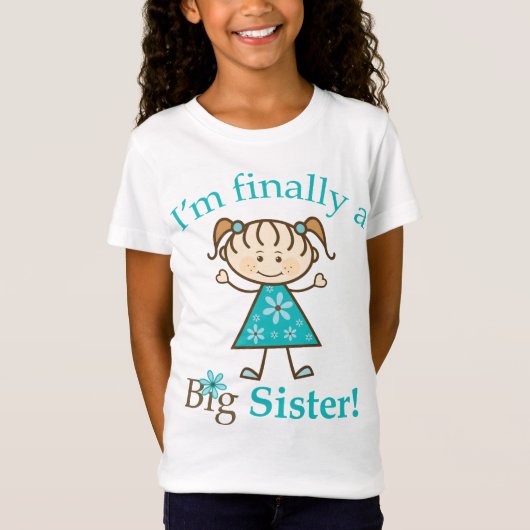 Ik ben eindelijk een Big Sister Stick Figuur Girl T-shirt (Voorkant)
