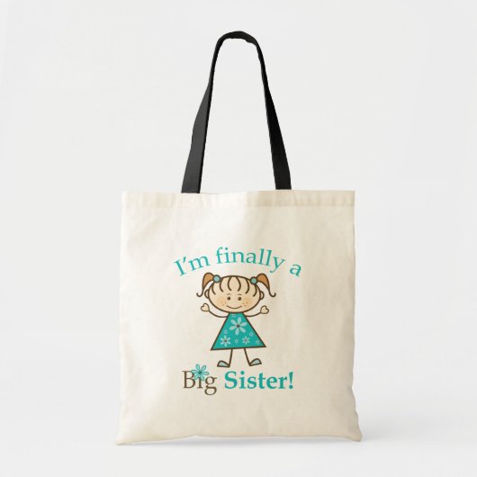 Ik ben eindelijk een Big Sister Stick Figuur Girl Tote Bag (Voorkant)