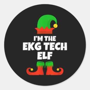 Ik ben Ekg Tech Elf Familie Pyjama Kerstmis Elektr Ronde Sticker