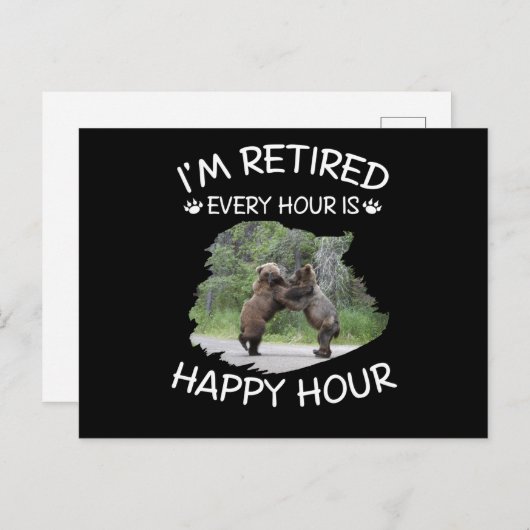 Ik ben elk uur met pensioen, gelukkig uur aankondigingskaart (Voorkant / Achterkant)