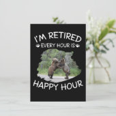 Ik ben elk uur met pensioen, gelukkig uur kaart (Staand voorkant)