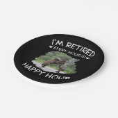Ik ben elk uur met pensioen, gelukkig uur papieren bordje (Gekanteld)