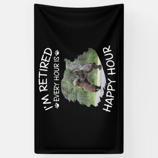 Ik ben elk uur met pensioen, gelukkig uur spandoek (Verticaal)