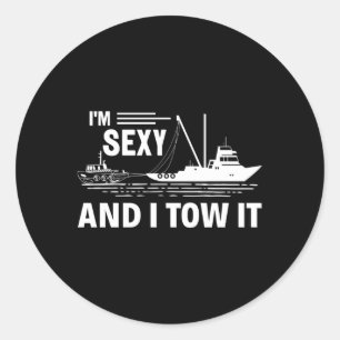 Ik ben en ik sleepte het sleepboot kapitein varen ronde sticker