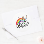 Ik ben er blij mee - Regenboog Jezus Ronde Sticker (Envelop)