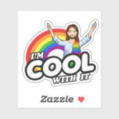 Ik ben er blij mee - Regenboog Jezus Sticker (Vel)