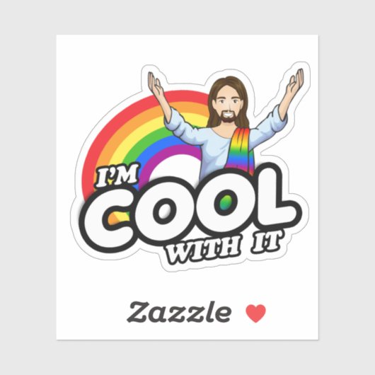 Ik ben er blij mee - Regenboog Jezus Sticker (Vel)