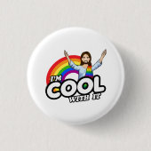 Ik ben er cool mee - Regenboog Jezus Ronde Button 3,2 Cm (Voorkant)