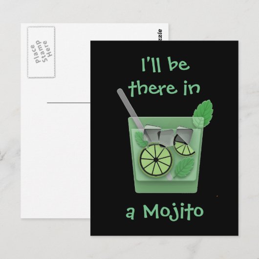 "Ik ben er in een mojito" Briefkaart (Voorkant / Achterkant)