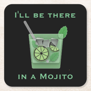 Ik ben er in een Mojito Funny Cocktail Quote Kartonnen Onderzetters