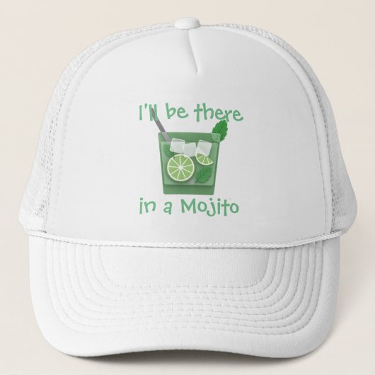 "Ik ben er in een mojito" Trucker Pet (Voorkant)