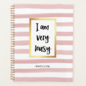Ik ben erg druk | Roze Waterverf strips en goud Planner (Voorkant)