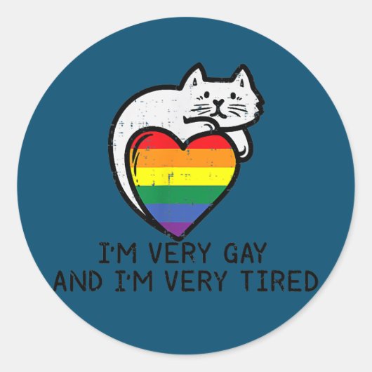 Ik ben erg homo en heel gespannen, grappige LGBT C Ronde Sticker (Voorkant)