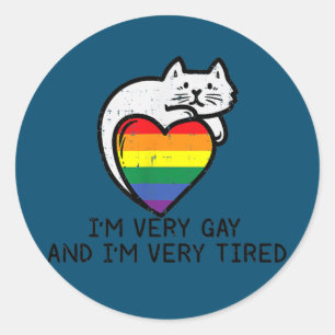 Ik ben erg homo en heel gespannen, grappige LGBT C Ronde Sticker
