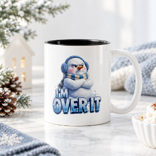 Ik Ben Ermee Klaar Grappige Chagrijnige Pinguïn Wi Tweekleurige Koffiemok