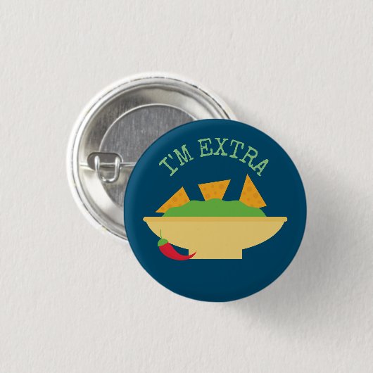"Ik ben Extra" Guacamole Ronde Button 3,2 Cm (Voorkant /achterkant)