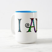 IK BEN fancy tweetonige mok (Voorkant links)