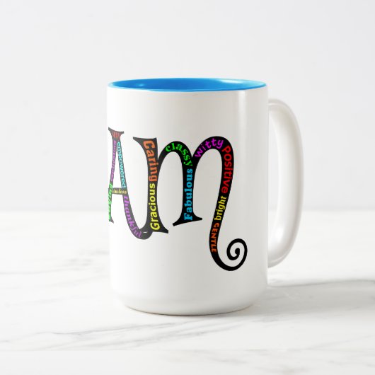 IK BEN fancy tweetonige mok (Voorkant rechts)