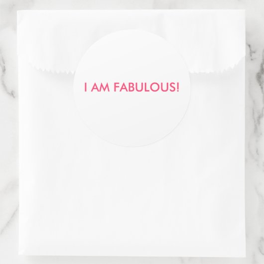 IK BEN FANTASTISCH! RONDE STICKER (Tas)