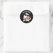 Ik ben Feline Funky Funny Cat Pun Dark BG Ronde Sticker (Tas)