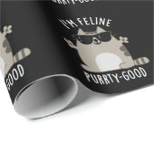 Ik ben Feline Gesponnen-ty Good Funny Cat Pun Dark Cadeaupapier (Rol Hoek)