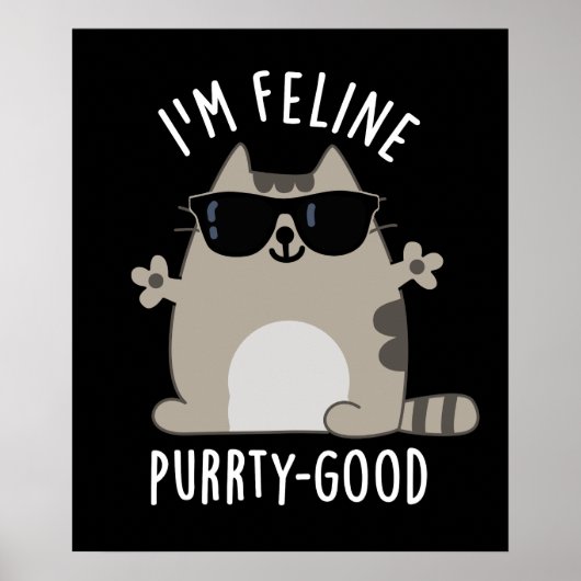 Ik ben Feline Gesponnen-ty Good Funny Cat Pun Dark Poster (Voorkant)