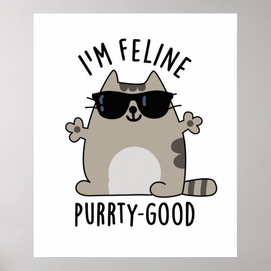Ik ben Feline Gesponnen-ty Good Funny Cat Pun Poster (Voorkant)
