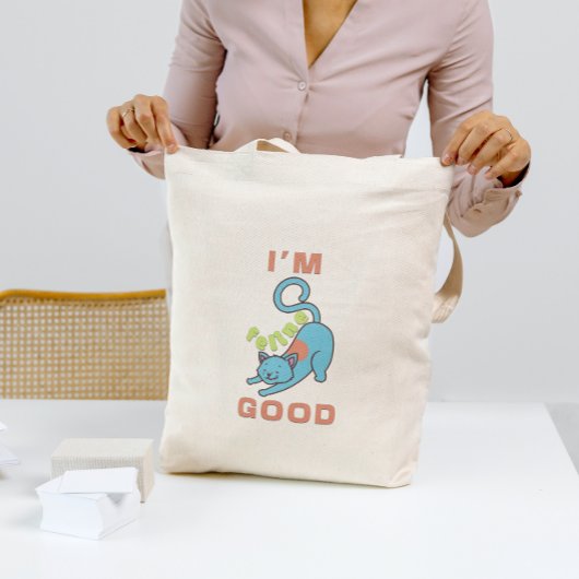 Ik ben feline goede blauwe kat tote bag