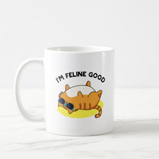 Ik ben Feline Good Funny Fat Cat Pun Koffiemok (Links)
