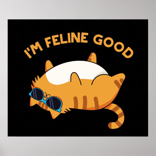 Ik ben Feline Good Funny Fat Cat Pun Poster (Voorkant)