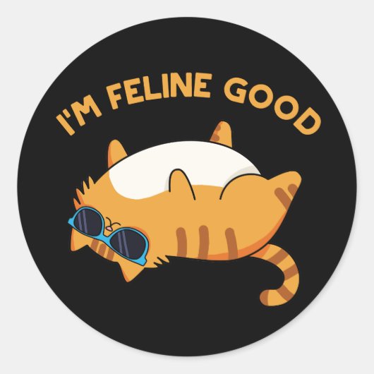 Ik ben Feline Good Funny Fat Cat Pun Ronde Sticker (Voorkant)