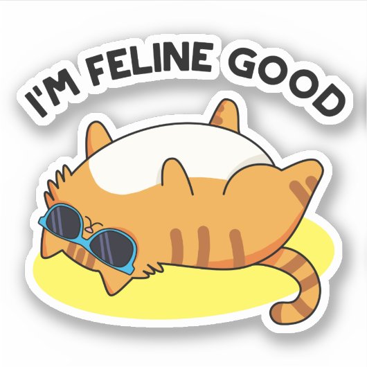 Ik ben Feline Good Funny Fat Cat Pun Sticker (Voorkant)