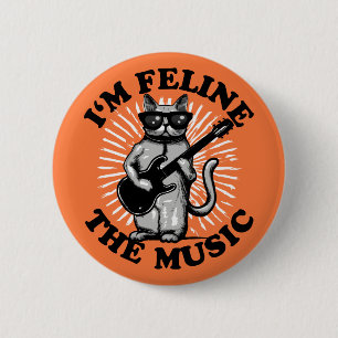 Ik ben Feline The Music   Kat voor gitaarspeler Ronde Button 5,7 Cm