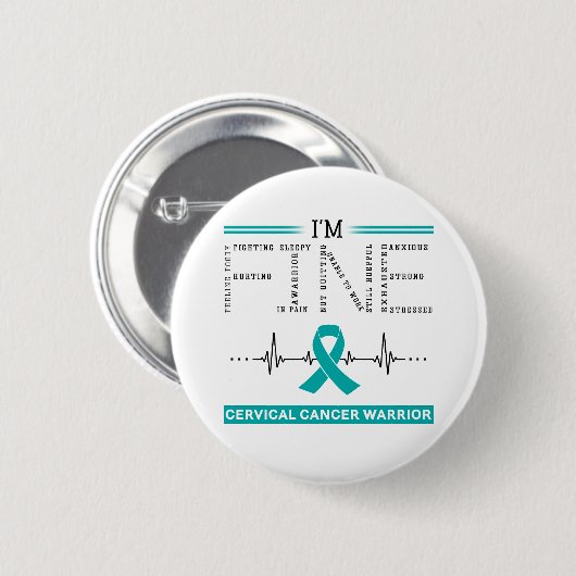 Ik ben Fijne Cervical Cancer Warrior Ronde Button 5,7 Cm (Voorkant /achterkant)