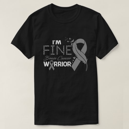 Ik ben Fine Brain Cancer Warrior Awareness Feather T-shirt (Design voorkant)