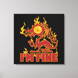 Ik ben Fine Burning Dragon Canvas Afdruk