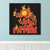 Ik ben Fine Burning Dragon Canvas Afdruk (Insitu (Houten vloer))