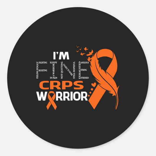 Ik ben Fine CRPS Warrior Awareness Feather Ronde Sticker (Voorkant)