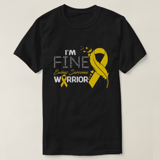 Ik ben Fine Ewings Sarcoma Warrior Awareness Feath T-shirt (Design voorkant)
