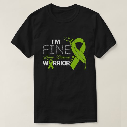 Ik ben Fine Lyme Disease Warrior Awareness Feather T-shirt (Design voorkant)