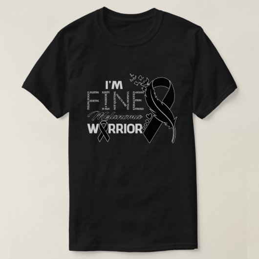 Ik ben Fine Melanoma Warrior Awareness Feather T-shirt (Design voorkant)