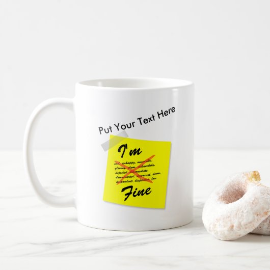 Ik ben Fine Post-it Note Koffiemok (Met donut)
