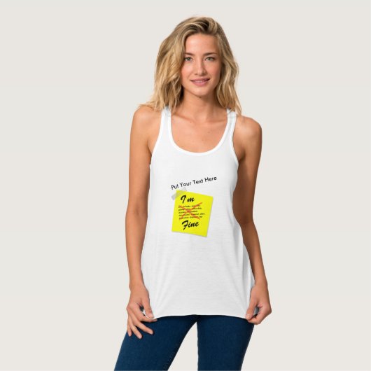 Ik ben Fine Post-it Note Tanktop (Volledige Voorkant)
