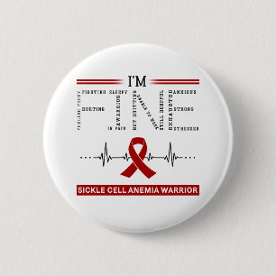 Ik ben Fine Sickle Cell Anemia Warrior Ronde Button 5,7 Cm