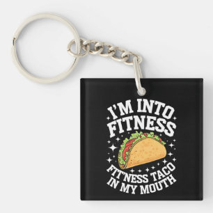 Ik ben fit Fitness Taco in mijn mond Grappige spor Sleutelhanger