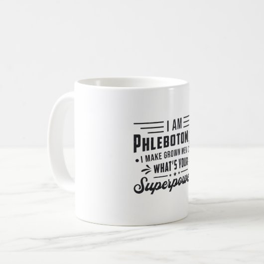 Ik ben Flebotomist Superpower Phlebotomy Gift Koffiemok (Voorkant links)