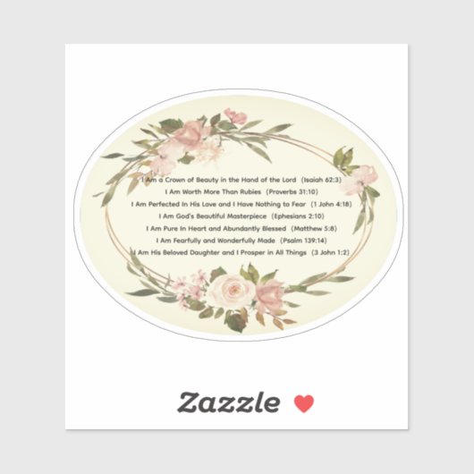 Ik ben Floral Christelijk Sticker (Vel)