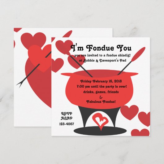 Ik ben Fondue Jij Kaart (Voorkant / Achterkant)