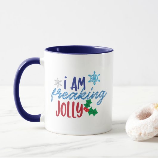 Ik ben Freaking Jolly, prettige kerstgeest Mok (Met donut)